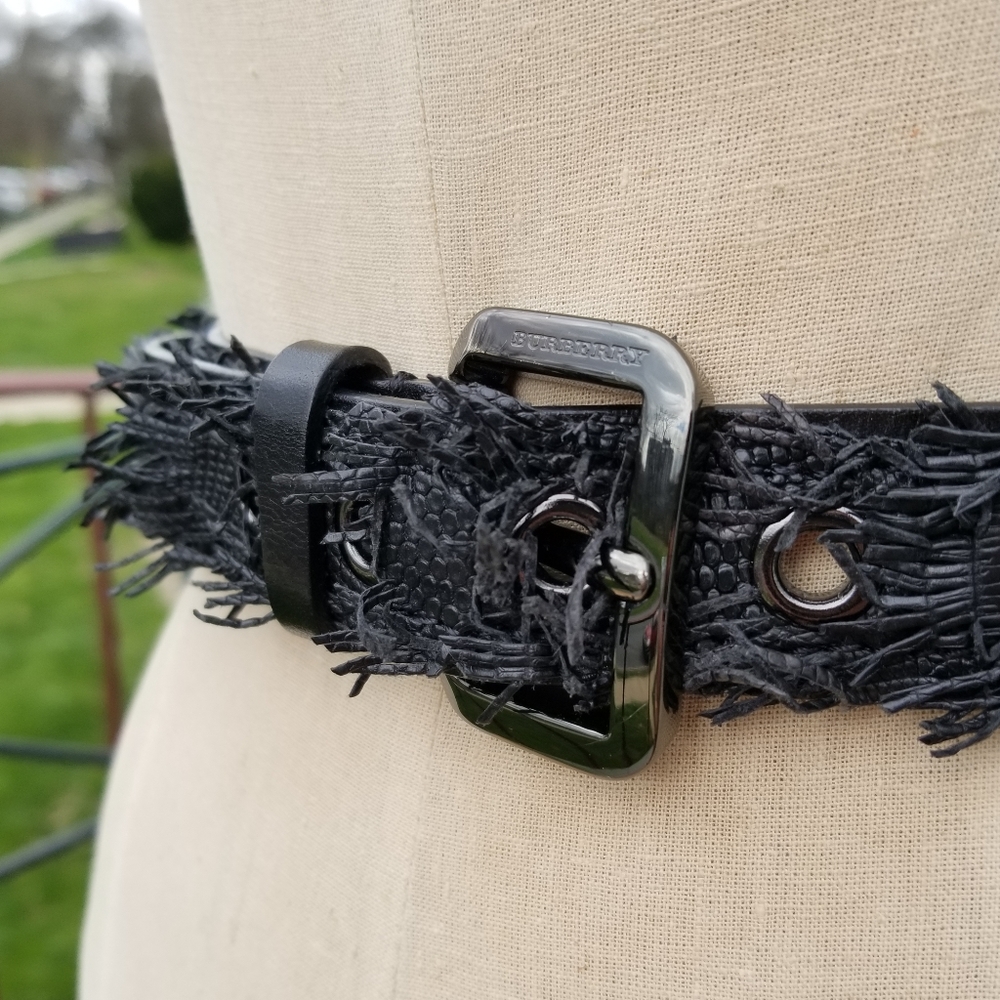 Burberry Belt Snakeskin Reptile Fringed Leather